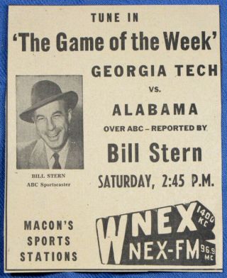 Rare 1953 Alabama Tide Vs Georgia Tech Football Game Newspaper Print Ad