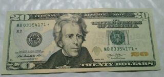 2013 Twenty Dollar Bill $20 Star Note Low Serial Rare Mb 03354171 Boston
