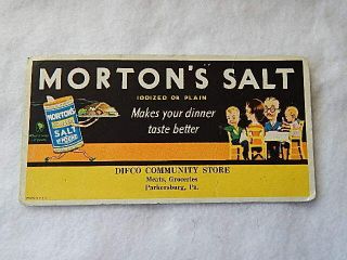 Vintage Morton Salt Blotter - Difco Community Store/parkersburg Pa - - Rare