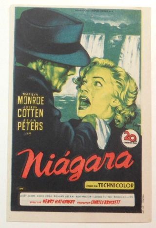 Niagara Rare 1953 Marilyn Monroe & Joseph Cotten Film Noir Spanish Movie Herald