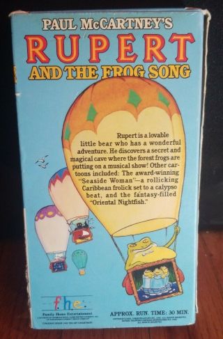 Paul McCartney ' s Rupert and the Frog Song (VHS) Rare 1985 Cartoon & 2