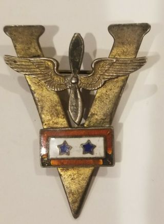 Rare Wwii Us Army Air Corps Wings On " V " For Victory Sweetheart Pin Sterling