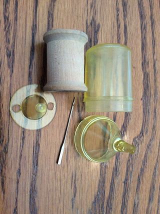 Rare Vintage Sewing Notion Plastic 3 Piece Single Spool Thread Needle Holder