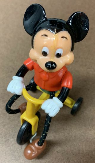Rare Vintage 1977 Gabriel Mickey Mouse Walt Disney Productions On Tricycle Toy