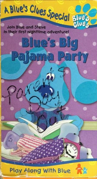Rare Blues Clues Big Pajama Party Vhs Tape Kids Play And Learn With Steve