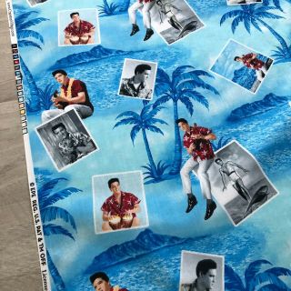 Elvis Presley,  Blue Hawaii,  2 - 1/3 Yards Cotton Fabric.  Vip/ Cranston,  Rare