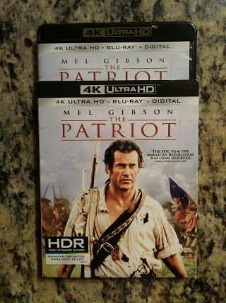 The Patriot 4k Uhd Blu - Ray 2018 Rare Slipcover Mel Gibson