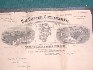 Rare 1891 Letterhead - cover from E.  O.  Painter Fertilizer Co.  Jacksonville Flo. 3