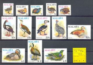 Malawi 1975 Mi 229/241 Cv € 130 Birds Mnh Vf (rare Set) @1