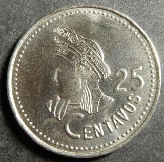 Guatemala 25 Centavos 1984 Km 278.  3 One - Year Type Top Grade Rare