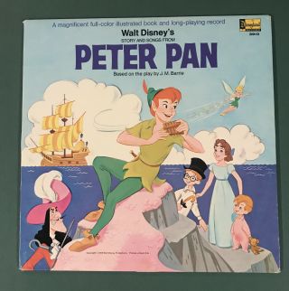 Walt Disney’s Peter Pan Lp With Story Pages 1969 Disneyland Vg Rare Black Label