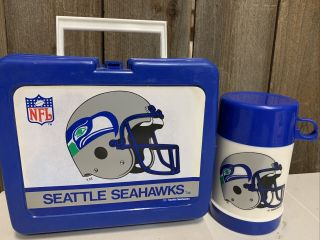 Rare Seattle Seahawks Tm Lunch Box & Thermos Set Very Rare (a4)