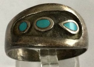 Gorgeous Rare Old Pawn Navajo Sterling Silver 925 Tri Turquoise Ring Sz 11 Bi64