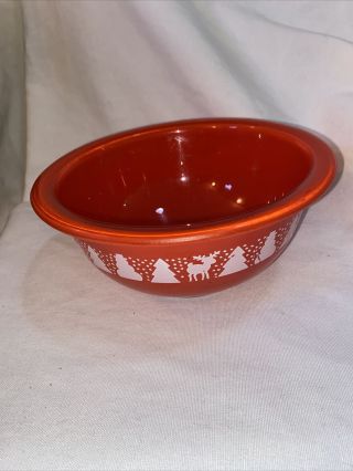 Rare Vintage Pyrex Christmas Bowl - Red With White - 322 - 1 Liter - Htf