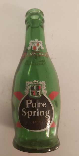 Rare Canadian (ottawa) " Pure Spring " 6.  5 Oz Shaped Bottle - White/red/black Acl