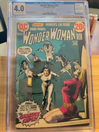 Wonder Woman 203 Dc Cgc 4.  0 Rare Bondage Cover Great Collector Add 20c Iss