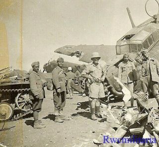 Rare Luftwaffe & Italian Afrika Korps Troops W/ Ju - 52 Transport Plane Wreck