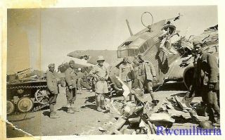 RARE Luftwaffe & Italian Afrika Korps Troops w/ Ju - 52 Transport Plane Wreck 2