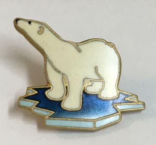 Wm Spear Designs Gold Enamel Polar Bear Brooch Pin 1999 Rare