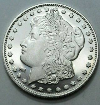 1 Oz 999 Silver Round,  Morgan Liberty Design Eagle Proof,  Hm,  Rare,