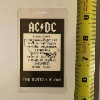 AC/DC 1983 FLICK of SWITCH LAMINATED BACKSTAGE PASS Staff one is rare on EBAY 2