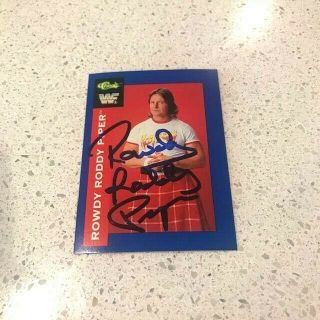 Rowdy Roddy Piper Signed Autographed Rare 1991 Wwf Classic Card Wwe