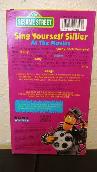 Sesame Street - Sing Yourself Sillier at the Movies (VHS,  1997) RARE EUC TELLY 2