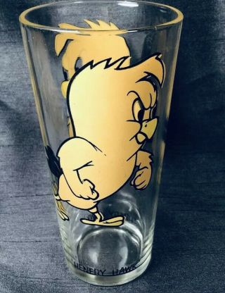 Looney Tunes Henery Hawk Pepsi Glass Rare 1973 Black Writing Collector Glass