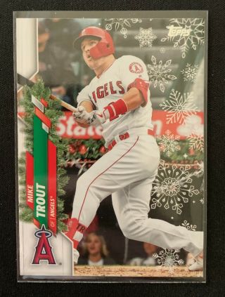 2020 Topps Holiday Mike Trout Photo Variation Sp Garland On Dugout - Angels Rare