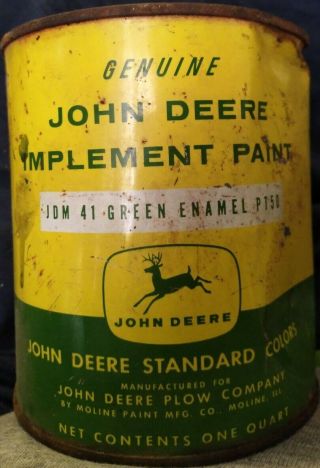 Rare John Deere One Quart Paint Can 4 Legs On Deer Jdm 41 Green Enamel Pt50