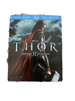 Thor 3d Blu Ray Dvd 2011 3 Disc Marvel Limited Edition With Rare Slipcover