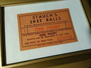 Rare Vintage Coney Island Ny Stauchs Arcade Boardwalk B Ticket Skeeball