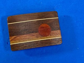 Vintage Wood & Brass Belt Buckle Crafted In Usa Rare By Ampersand