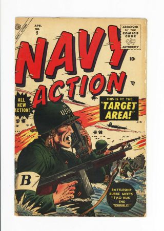 Navy Action 5 Very Rare Atlas War Comic - Russ Heath Cover - 1955