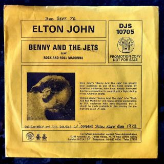 Elton John - Benny And The Jets / Rock And Roll - Rare Ex Con 1976 Promo 7 "