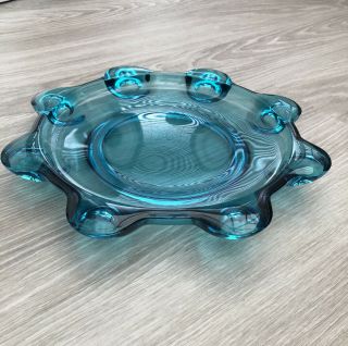 Rare Large Vintage Czech Sklo Union Art Glass Plate/shallow Dish 1960s Blue