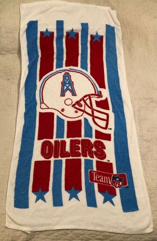 Vintage Rare 90s Houston Oilers Helmet Logo Towel 44” X 24” Team Nfl Vguc