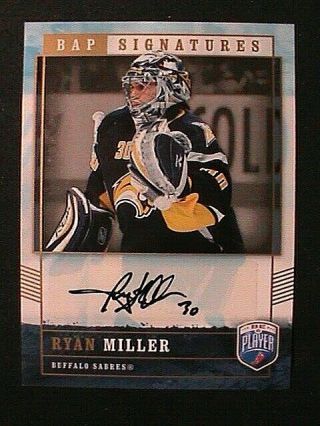 Very Rare 06 - 07 Upper Deck Be A Player Signatures Goalie Ryan Miller