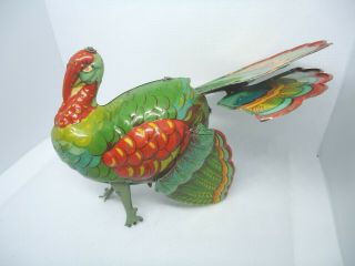 Rare 1940 - 50 ' s Tin Toy Turkey GES GESCH Kohler Wind Up Made in US Zone Germany 2