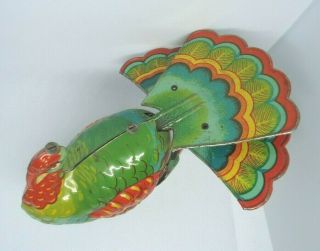 Rare 1940 - 50 ' s Tin Toy Turkey GES GESCH Kohler Wind Up Made in US Zone Germany 3