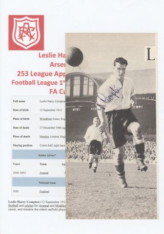 Les Compton Arsenal 1930 - 1952 Rare Hand Signed Annual Picture Cutting