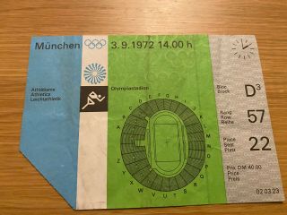 Very Rare Munich 1972 Olympics Ticket Athletics Germany Good