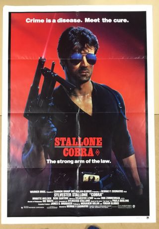 Cobra Australian One Sheet Movie Poster Film Stallone 1986 Rare Vintage