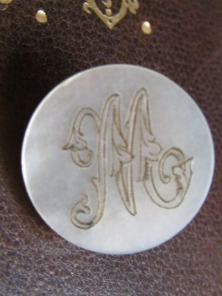 Rare Antique French Initial " M " Mother Of Pearl Button Hole Stud Monogram 30f4