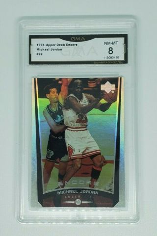 Michael Jordan 1998 Upper Deck Encore 92 Graded 8 Rare Foil Refractoctor Card
