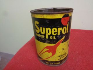 Very Rare Superol Motor Oil Can,  Braintree,  Massachusetts,  Jet Plane,  Spaceship
