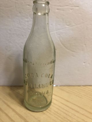 Antique Coca - Cola Bottle Omaha Neb 7 1/2 Ozs Straight Sided Aqua Color (rare) (g1
