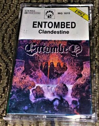 Entombed ‎– Clandestine.  Vg Cassette Tape Mc Plays Well Rare Death Metal.