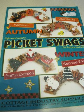 Picket Swags Wood Projects 8 Booklet For Autumn & Winter Cottage Industry Rare