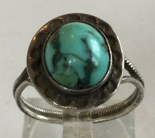 Gorgeous Rare Old Pawn Navajo Sterling Silver 925 Turquoise Ring Sz 7 Bi58